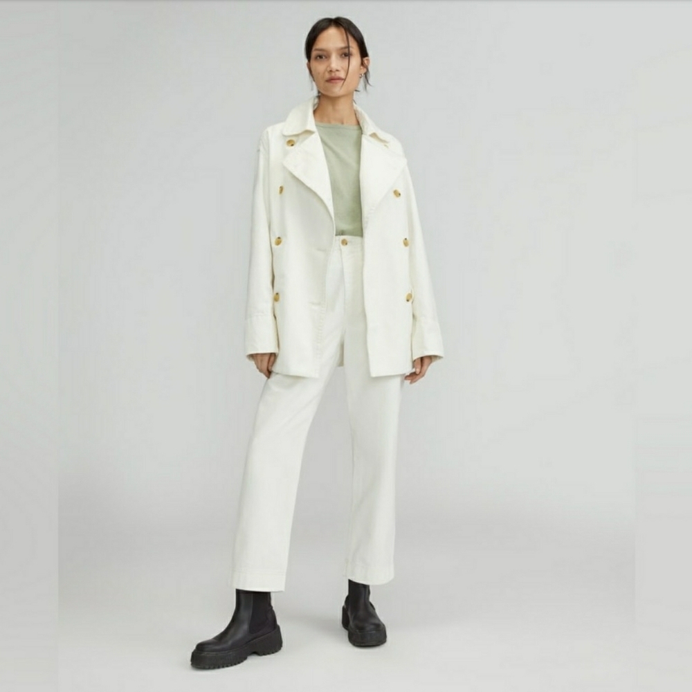 Everlane The Organic Cotton Herringbone Jacket in Bone Size XS